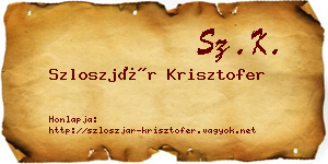 Szloszjár Krisztofer névjegykártya